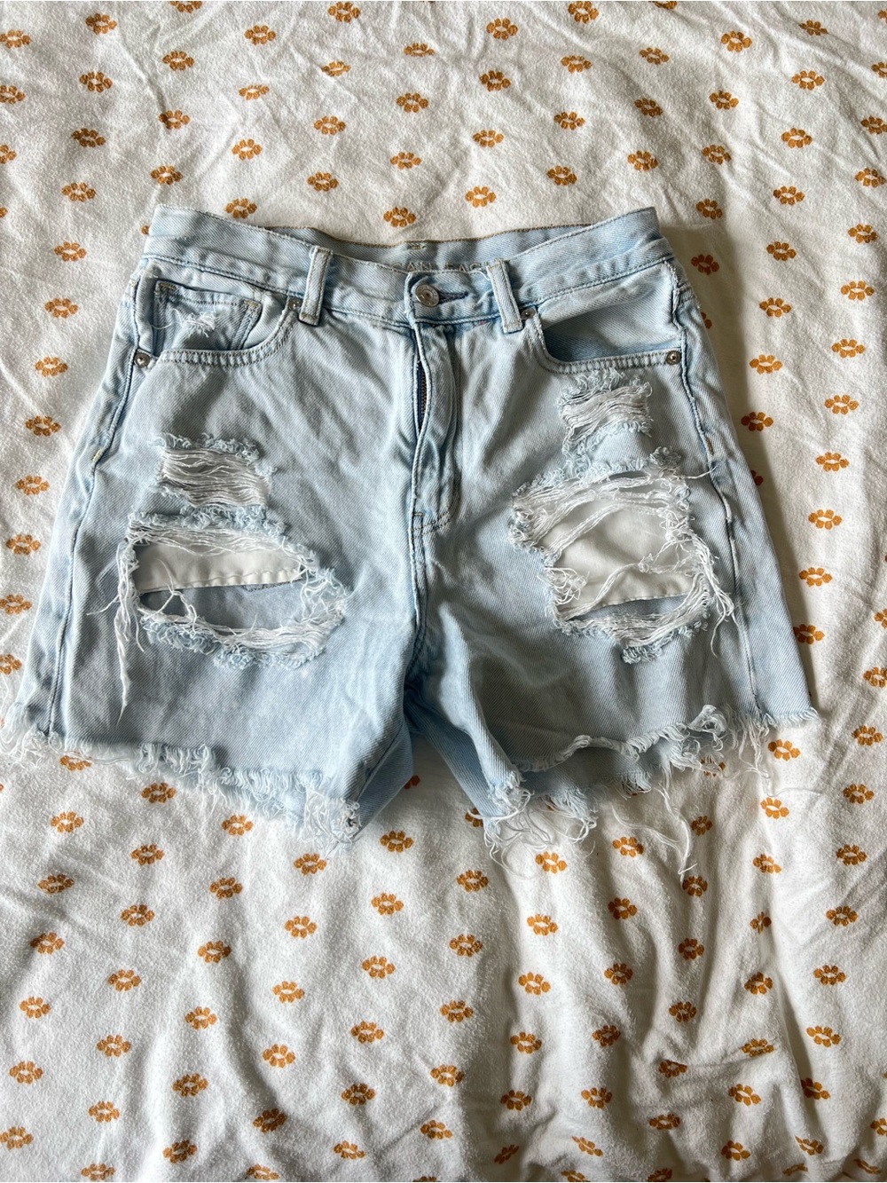 American Eagle Outfitters Light Blue Distressed Denim Shorts